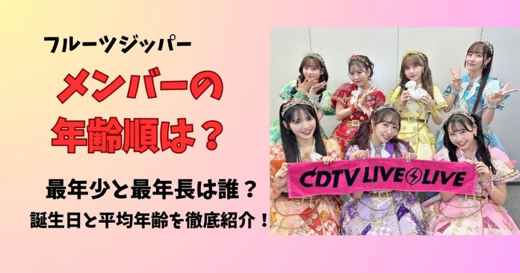 フルーツジッパーメンバーの年齢順は?最年少と最年長は?誕生日と平均年齢を徹底紹介!