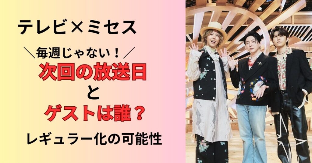 テレビ×ミセスは毎週じゃない!次回の放送日とゲスト出演者が誰か調査!レギュラー番組になる?
