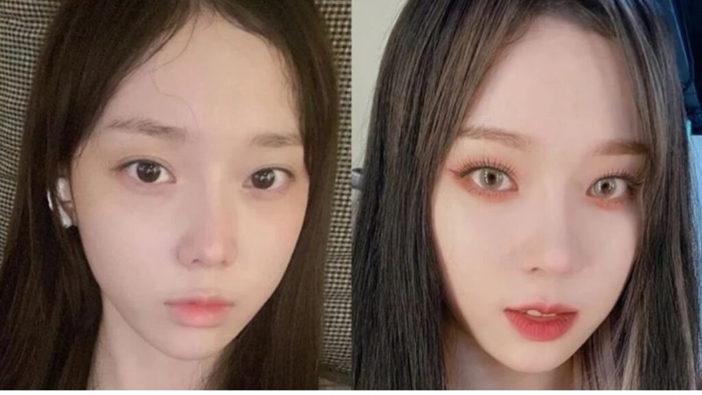 ウィンターすっぴんとメイク姿