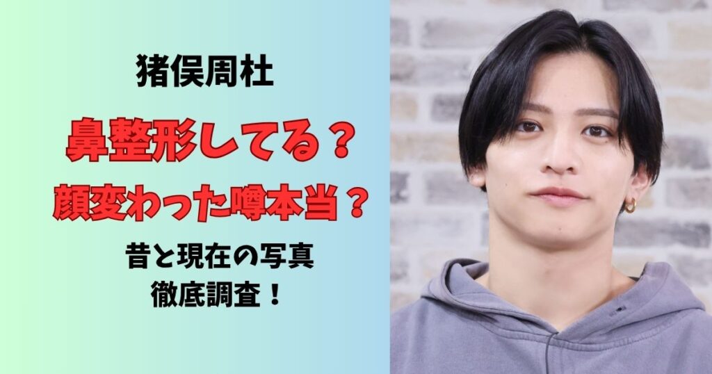 猪俣周杜鼻整形してる?顔変わった噂本当?昔と現在の写真徹底調査!